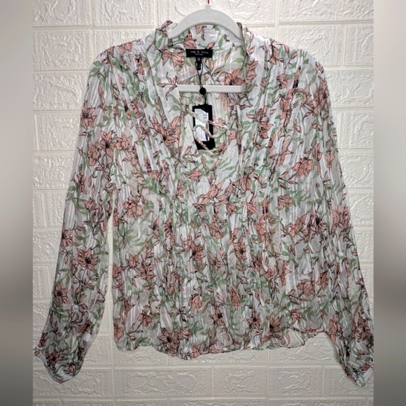 281-325$Rag & Bone Pink and Green Floral Top - Picture 1 of 5